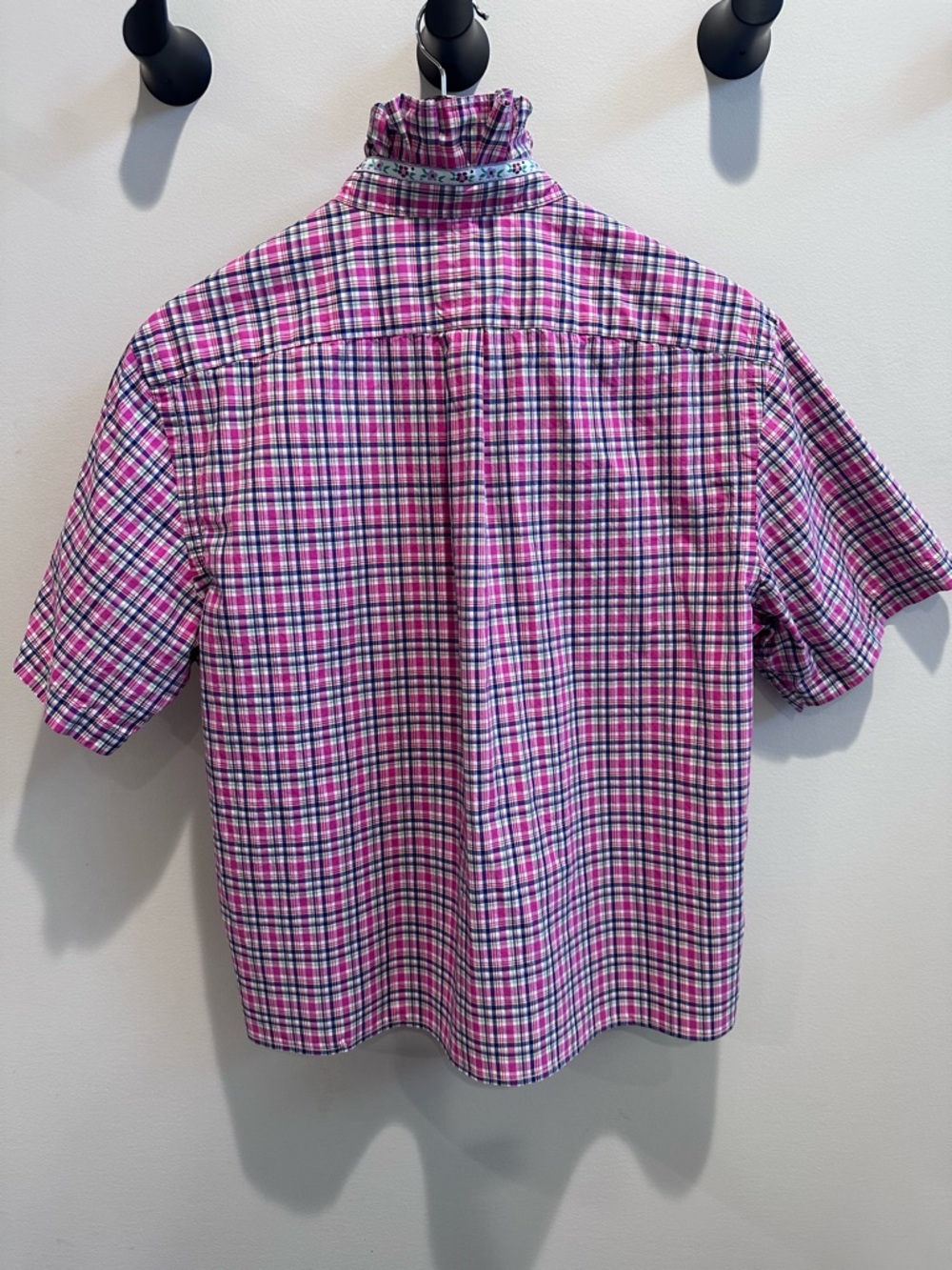 Ralph Lauren Reworked OOAK Ruffle Collar Plaid Top | Scandinavian Ribbon | Large - Picture 6 of 9